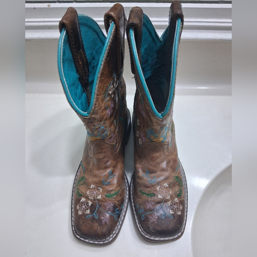 Smoky Mountain Boots Girl's Embroidered Brown Size 11.5  Pre-owned